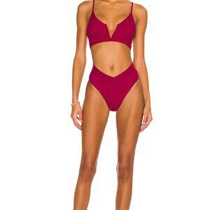 L*SPACE Court Bikini Bottom | Size S | NWT | Cabernet Wine Color | High Waist